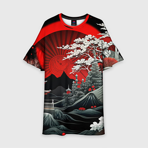 Детское платье Деревья Японии и природа / 3D-принт – фото 1