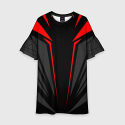 Платье клеш для девочки Sport uniform - red, цвет: 3D-принт