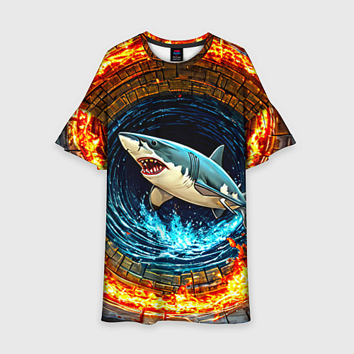 Детское платье Акула в огненом колодце / 3D-принт – фото 1