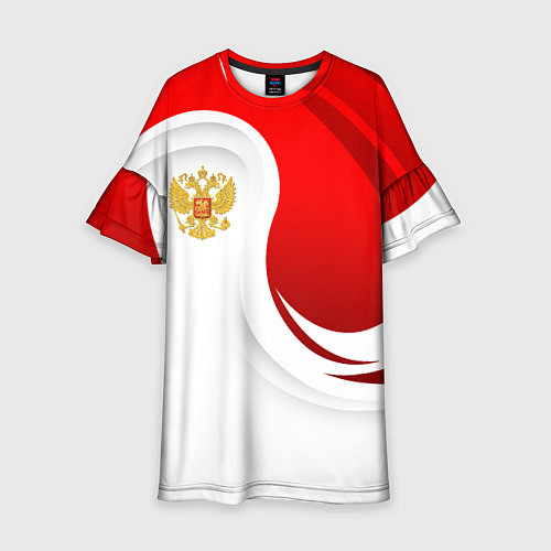 Детское платье Россия - красный и белый / 3D-принт – фото 1