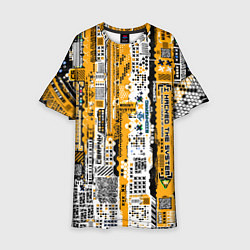 Платье клеш для девочки Cyberpunk pattern yellow, цвет: 3D-принт