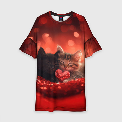 Детское платье Влюбленные котята с сердечком / 3D-принт – фото 1