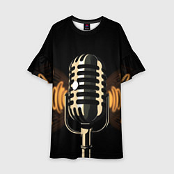 Платье клеш для девочки Микрофон и звук, цвет: 3D-принт