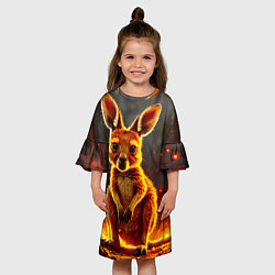 Платье клеш для девочки Кенгуру в огне, цвет: 3D-принт — фото 2
