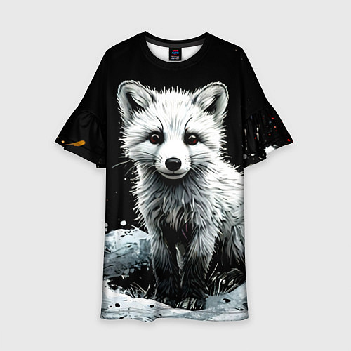 Детское платье Песец на черном / 3D-принт – фото 1