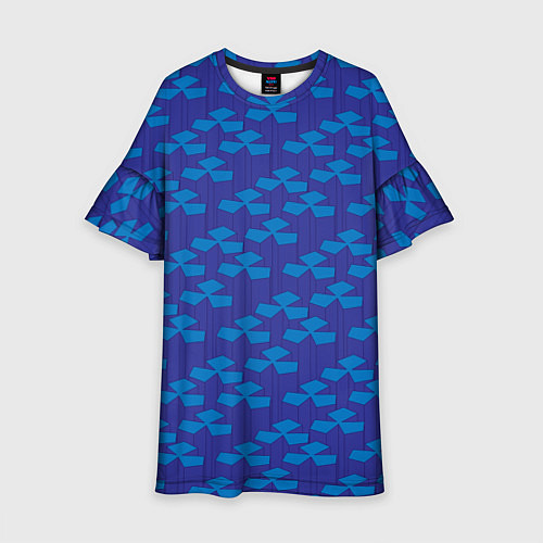 Детское платье Геометрический узор из синих блоков / 3D-принт – фото 1
