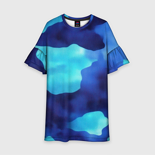 Детское платье Камуфляж в синих оттенках / 3D-принт – фото 1