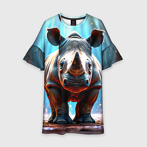 Детское платье Носорог в лучах / 3D-принт – фото 1