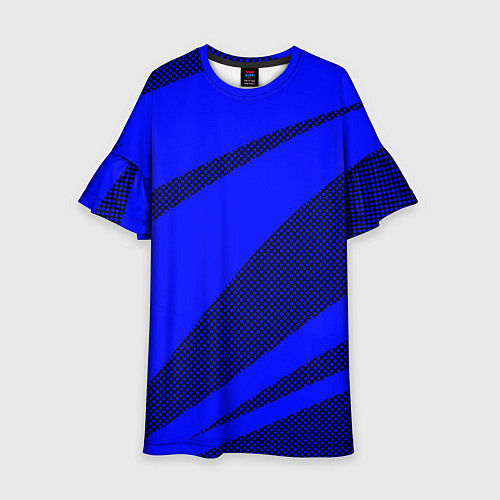 Детское платье Синий ультрамарин полосы абстракция / 3D-принт – фото 1