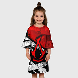 Платье клеш для девочки Assassins creed: shadows - красная абстракция, цвет: 3D-принт — фото 2