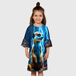 Платье клеш для девочки Сурикат в разрядах молний, цвет: 3D-принт — фото 2