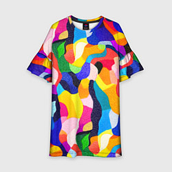 Платье клеш для девочки Лоскутная абстракция, цвет: 3D-принт