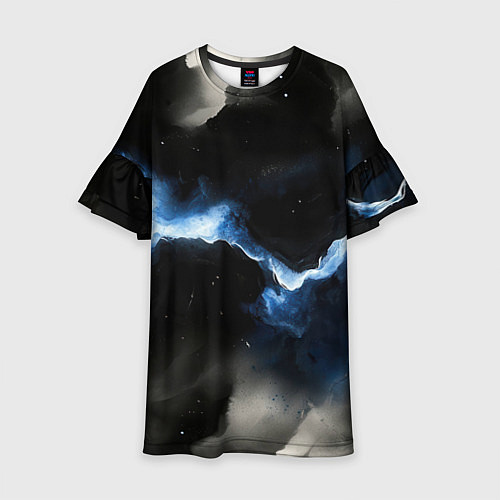 Детское платье Синий разлом на черной плите текстура / 3D-принт – фото 1