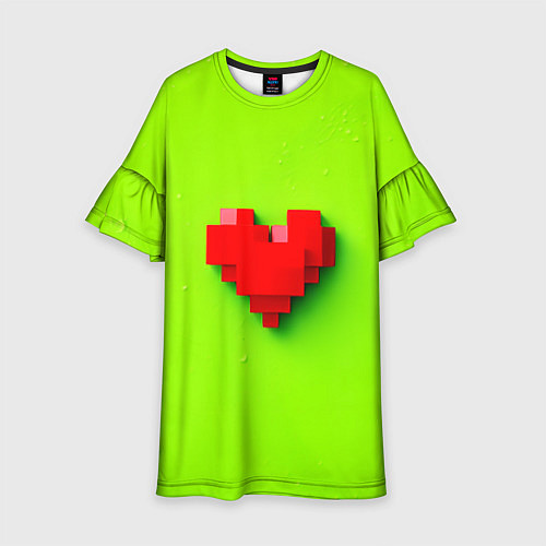 Детское платье Пиксельное красное сердечко / 3D-принт – фото 1