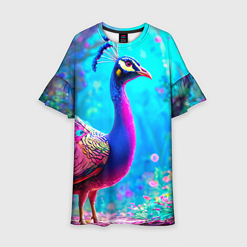 Детское платье Яркий павлин / 3D-принт – фото 1