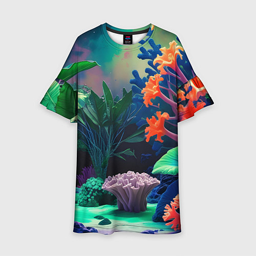Детское платье Морское дно с кораллами / 3D-принт – фото 1