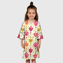 Платье клеш для девочки Сердечки подборка, цвет: 3D-принт — фото 2