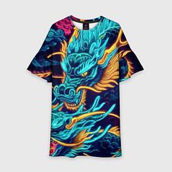 Детское платье Два неоновых дракона - ирезуми
