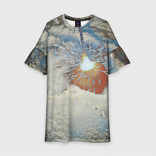 Детское платье Искрящийся мандарин на снегу / 3D-принт – фото 1