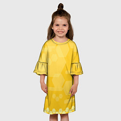 Платье клеш для девочки Геометрические фигуры желтые, цвет: 3D-принт — фото 2