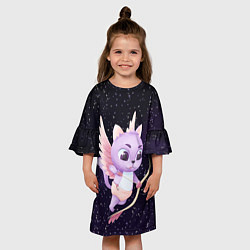Платье клеш для девочки Ночной код-купидон, цвет: 3D-принт — фото 2