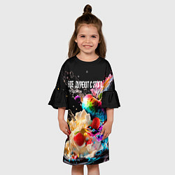 Платье клеш для девочки Все дуреют с этого десерта, цвет: 3D-принт — фото 2