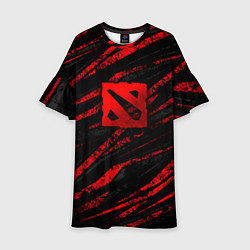 Платье клеш для девочки Dota 2 - красные потертости, цвет: 3D-принт