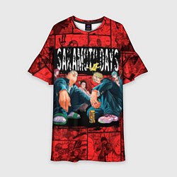 Платье клеш для девочки Дни сакамото герои, цвет: 3D-принт