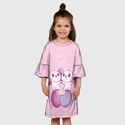 Платье клеш для девочки Парочка аксолотлей, цвет: 3D-принт — фото 2