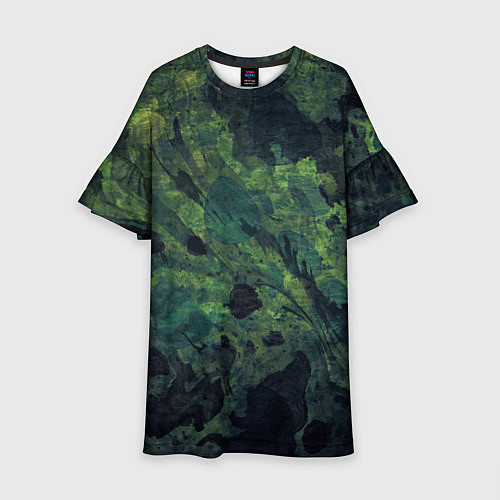 Детское платье Абстракция - green camouflage background / 3D-принт – фото 1