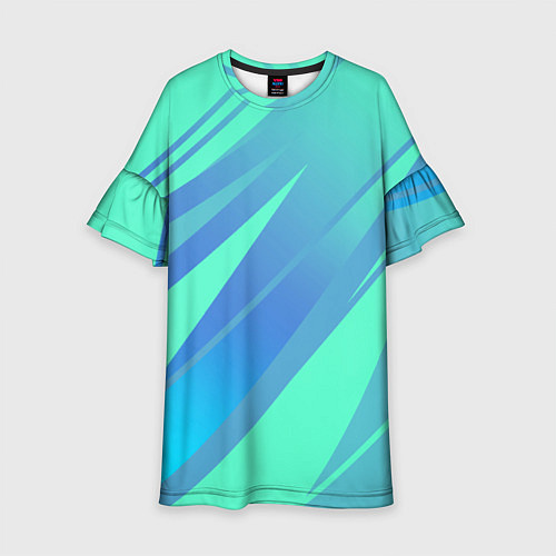 Детское платье Нежный голубой с полосами градиент / 3D-принт – фото 1