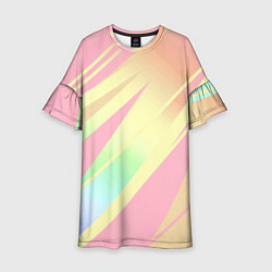 Платье клеш для девочки Нежный розовый абстрактный, цвет: 3D-принт