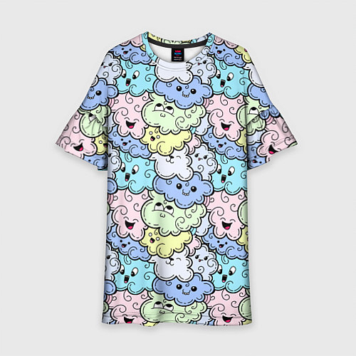 Детское платье Милые облачка мультяшные / 3D-принт – фото 1