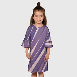 Платье клеш для девочки Фиолетовый абстрактные полосы, цвет: 3D-принт — фото 2