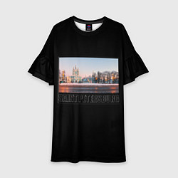 Платье клеш для девочки Санкт-Петербург Смольный собор, цвет: 3D-принт