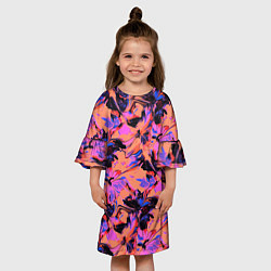 Платье клеш для девочки Абстрактные цветы - текучая краска, цвет: 3D-принт — фото 2