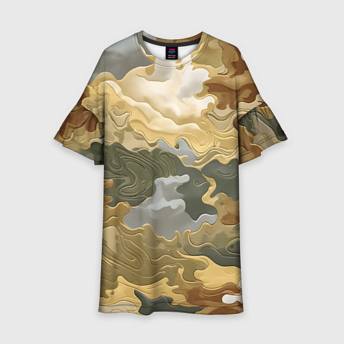 Детское платье Золотистый камуфляж / 3D-принт – фото 1