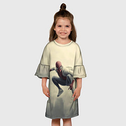 Платье клеш для девочки Человек паук в прыжке, цвет: 3D-принт — фото 2