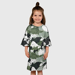 Платье клеш для девочки Зеленый фактурный камуфляж, цвет: 3D-принт — фото 2