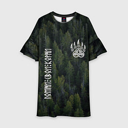 Детское платье Помни свои корни - лапа медведя печать Велеса