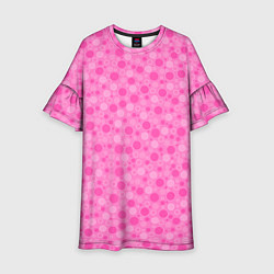 Платье клеш для девочки Малиново розовые пузыри и горохи, цвет: 3D-принт