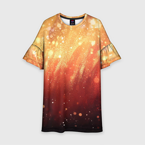 Детское платье Желто-красная текстура блестящая / 3D-принт – фото 1