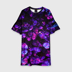 Платье клеш для девочки Флуоресцентные цветы, цвет: 3D-принт