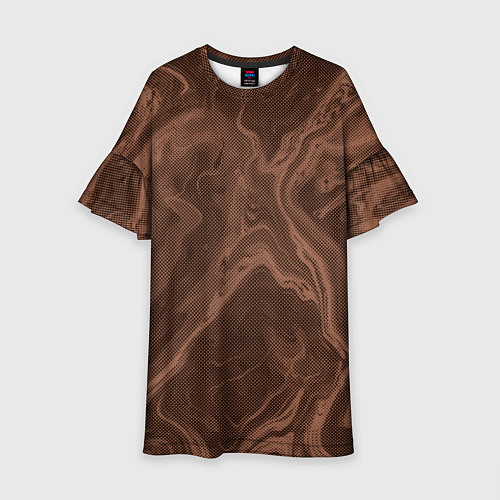 Детское платье Коричневый абстракция в точку / 3D-принт – фото 1