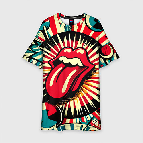 Детское платье Logo of the Rolling Stones - pop art / 3D-принт – фото 1