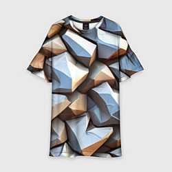 Платье клеш для девочки Каменно металлическая абстракция, цвет: 3D-принт