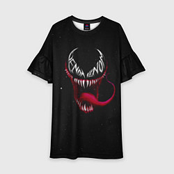 Платье клеш для девочки Веном в темноте, цвет: 3D-принт