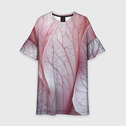 Платье клеш для девочки Розовые листья, цвет: 3D-принт