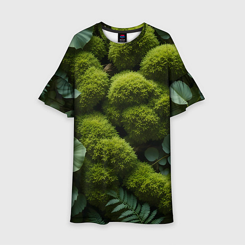 Детское платье Зеленый мох и листья / 3D-принт – фото 1