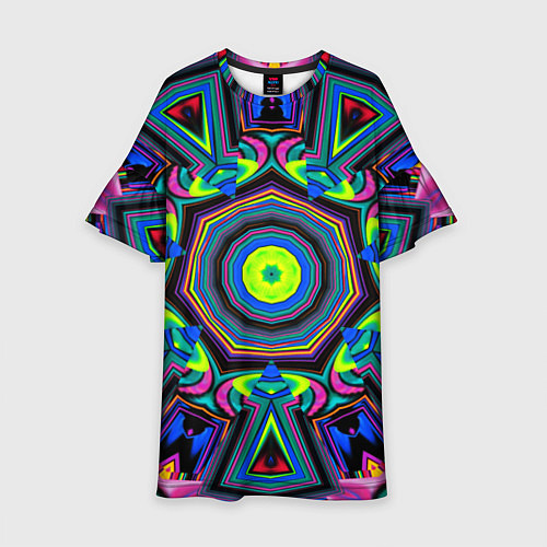 Детское платье Оптический узор неоновые краски / 3D-принт – фото 1